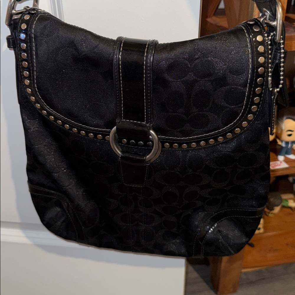 Coach Black Shoulder Bag with Silver Hardware